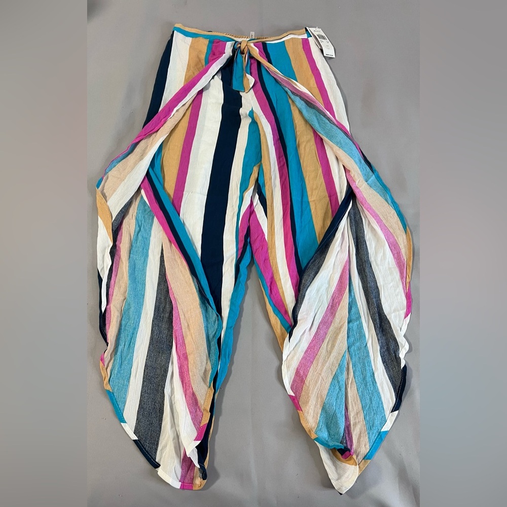 $50 Raisins Women’s Multicolor Striped Cover-Up Pants Swimsuit Size Medium NWT - Picture 3 of 11